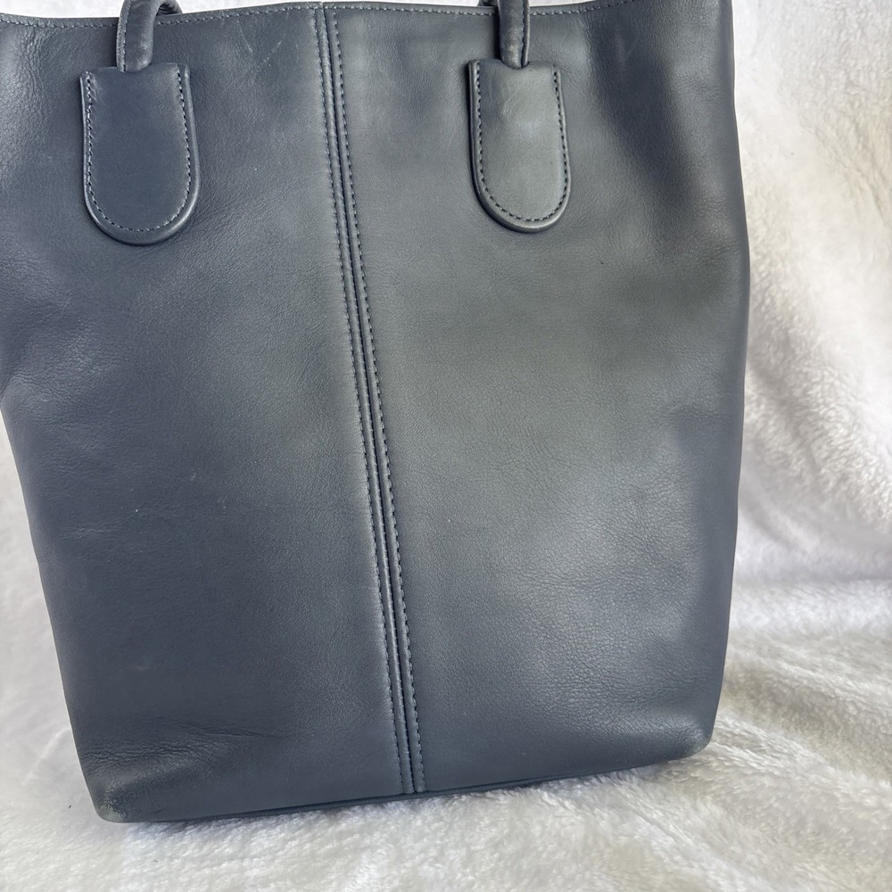 Vintage COACH Mini Lunch Tote Blue Leather Small Bag Hangtag 4068 90s USA - Picture 7 of 16